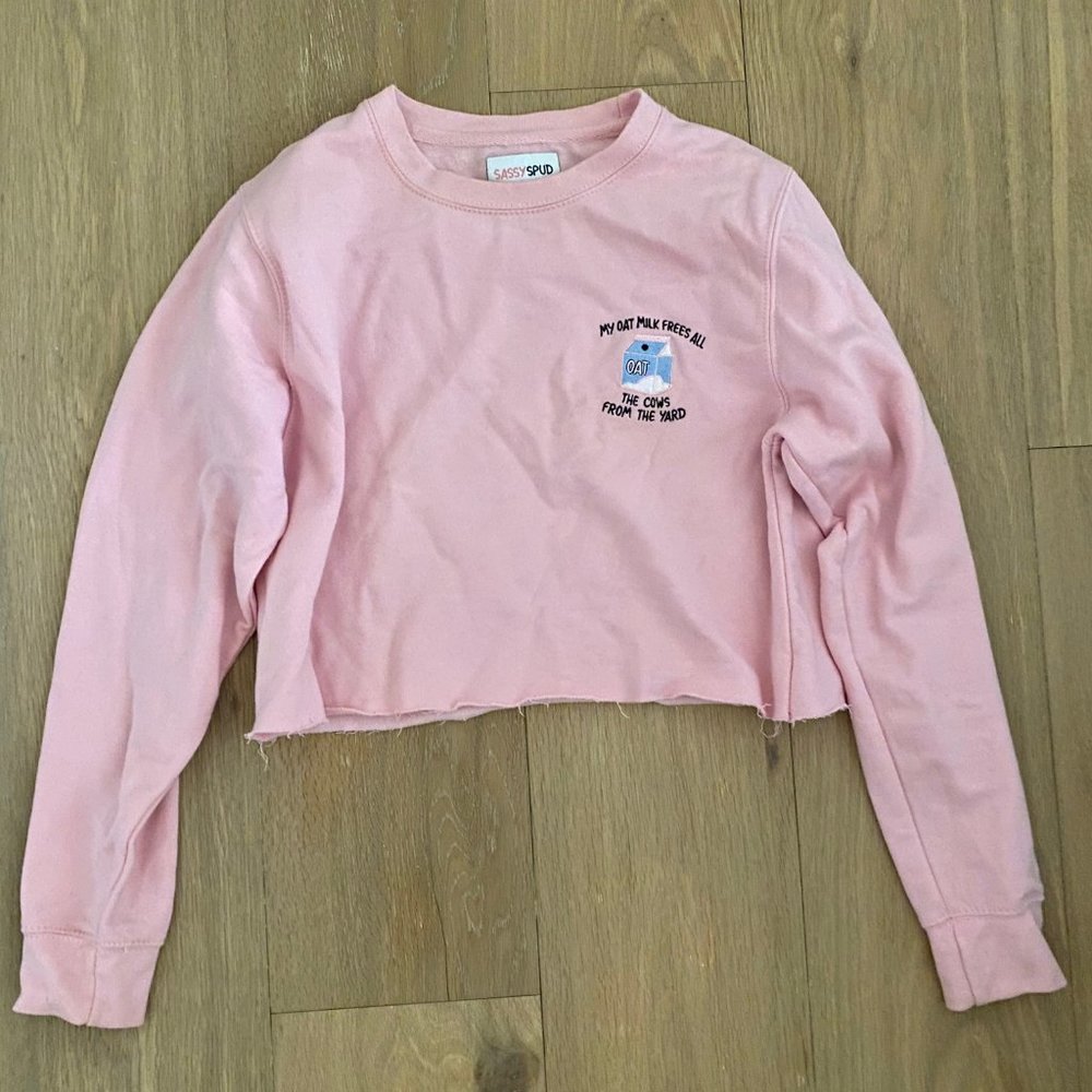 Sassyspud Vegan Crop Sweatshirt (XS/S, Pink)